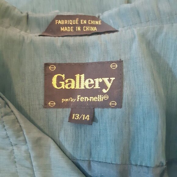 Vintage Trench Coat Womens 14 Green Button Front Classic Gallery by Fen Nelli - Picture 6 of 6